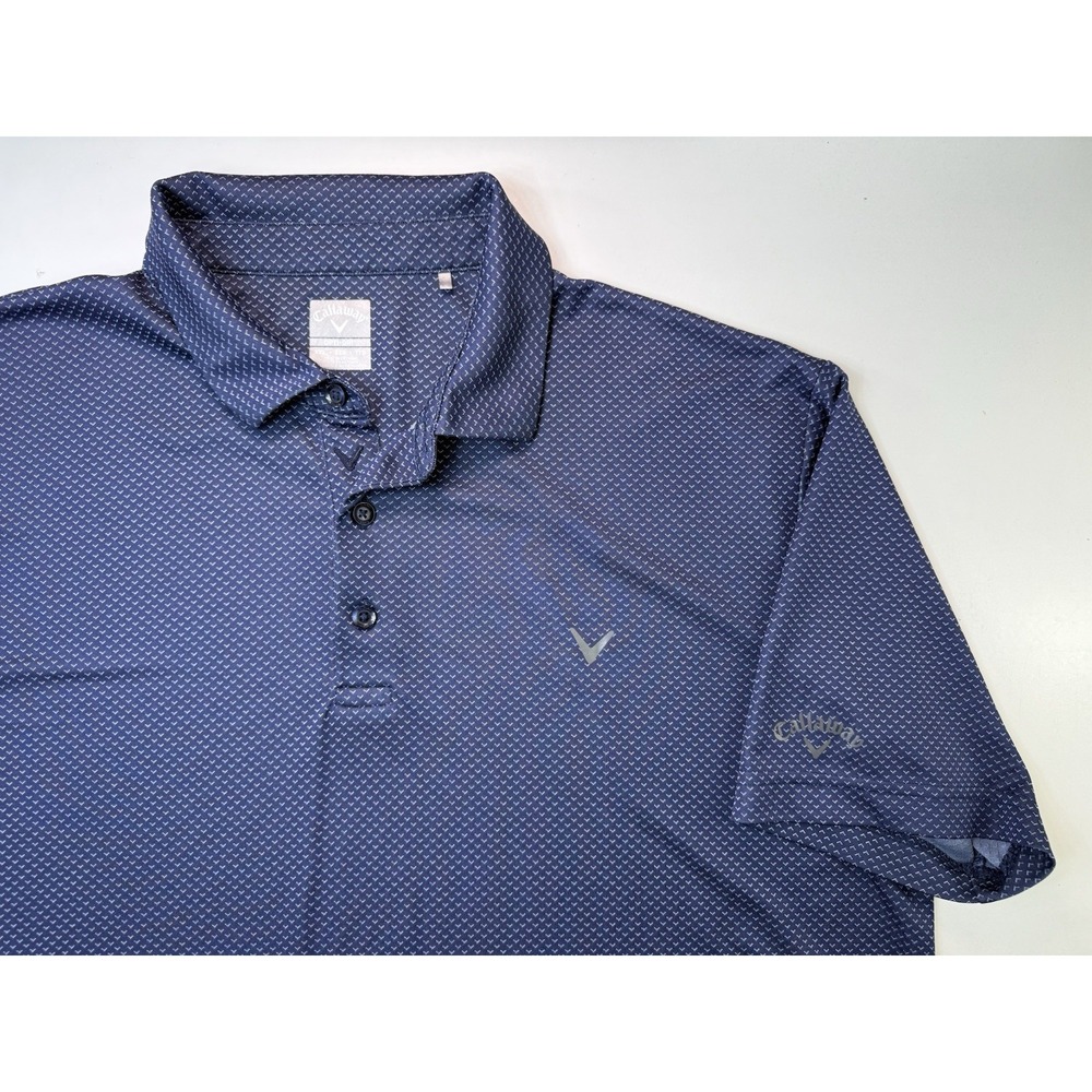 Callaway Opti-Dri Golf Mens 2XL Blue geometric Performance Polo Shirt - Picture 5 of 7